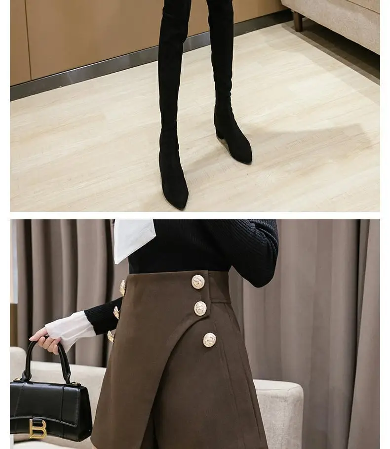 Women Woolen Skirt Set High Waist Wide Leg Winter 2024 — feature 13