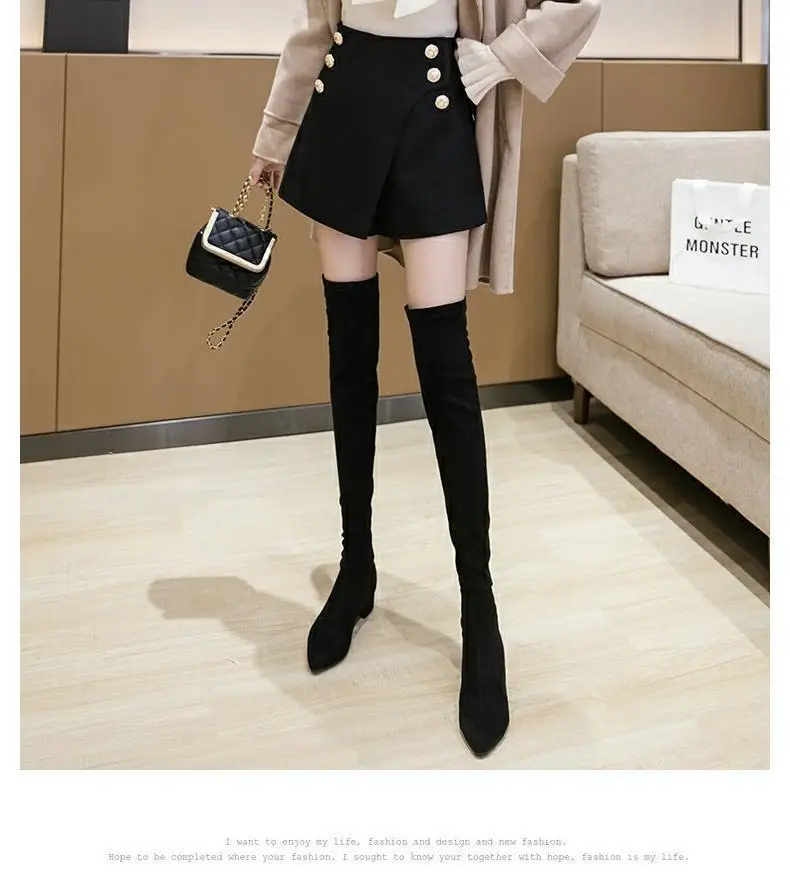 Women Woolen Skirt Set High Waist Wide Leg Winter 2024 — feature 18