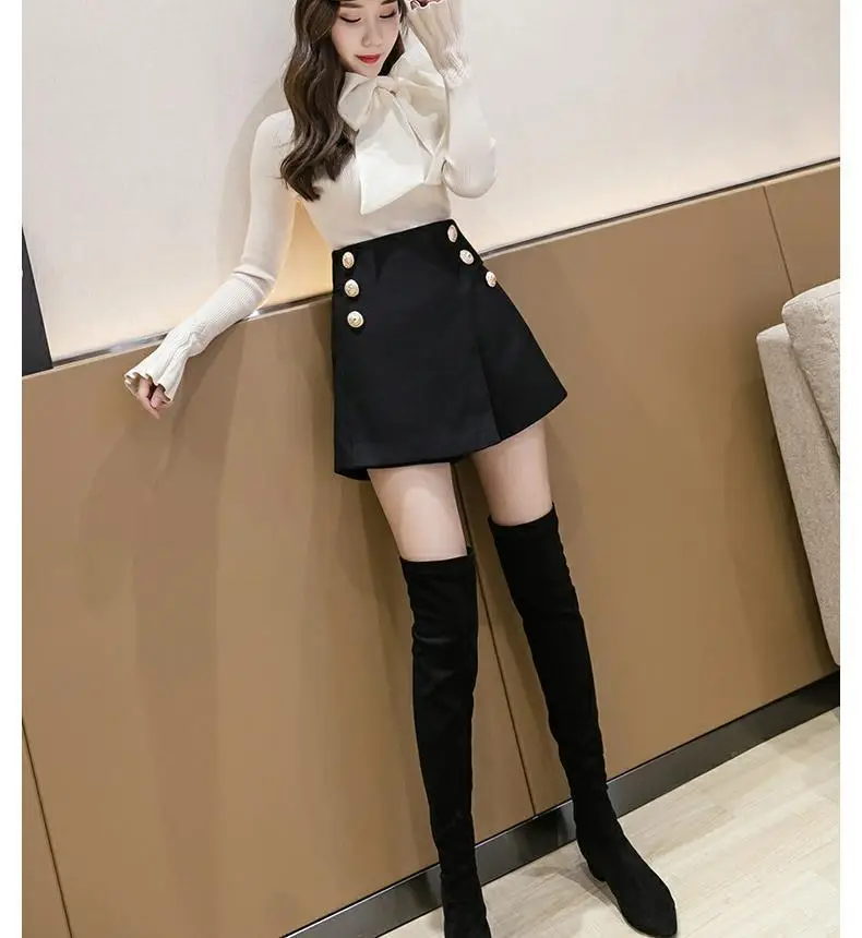Women Woolen Skirt Set High Waist Wide Leg Winter 2024 — feature 19