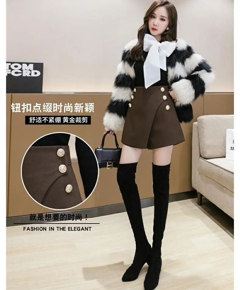 Women Woolen Skirt Set High Waist Wide Leg Winter 2024 — feature 3