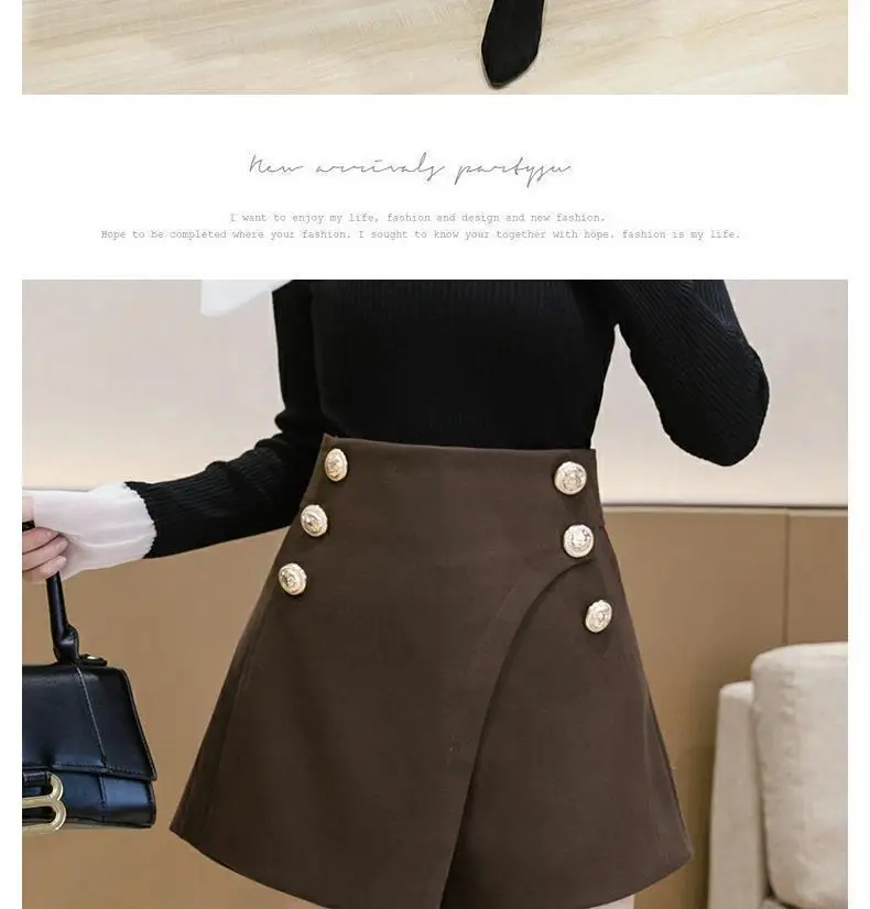 Women Woolen Skirt Set High Waist Wide Leg Winter 2024 — feature 8