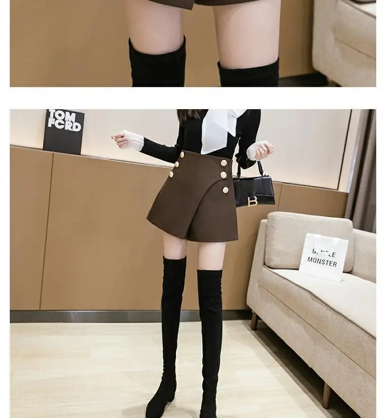 Women Woolen Skirt Set High Waist Wide Leg Winter 2024 — feature 9