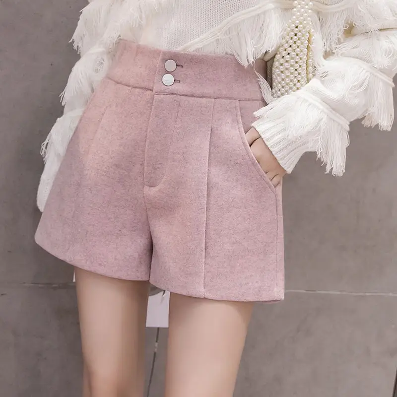 Women Woolen Skirt Set High Waist Wide Leg Winter 2024