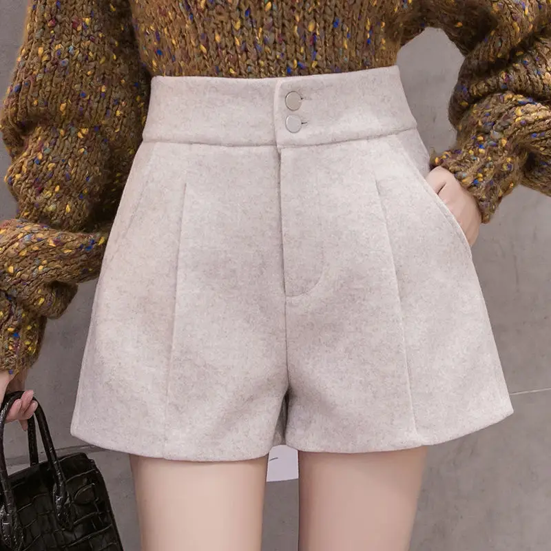 Women Woolen Skirt Set High Waist Wide Leg Winter 2024