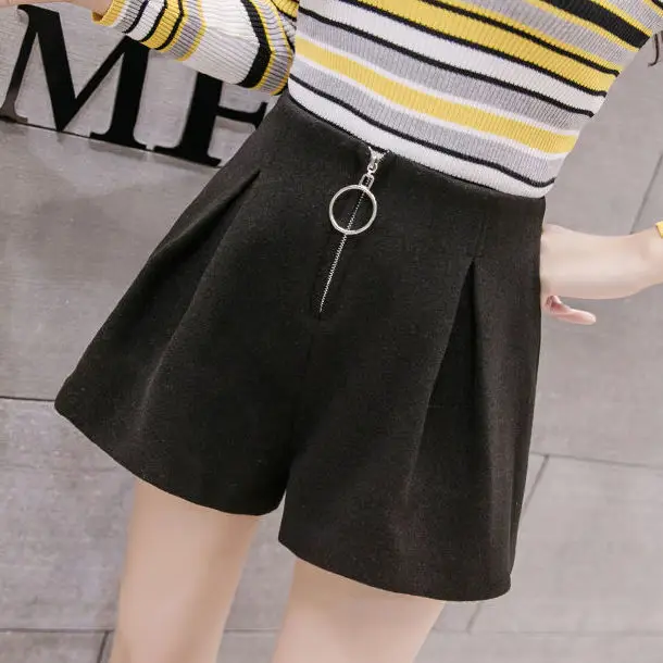 Women Woolen Skirt Set High Waist Wide Leg Winter 2024