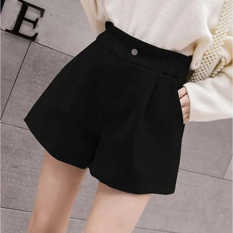 Women Woolen Skirt Set High Waist Wide Leg Winter 2024