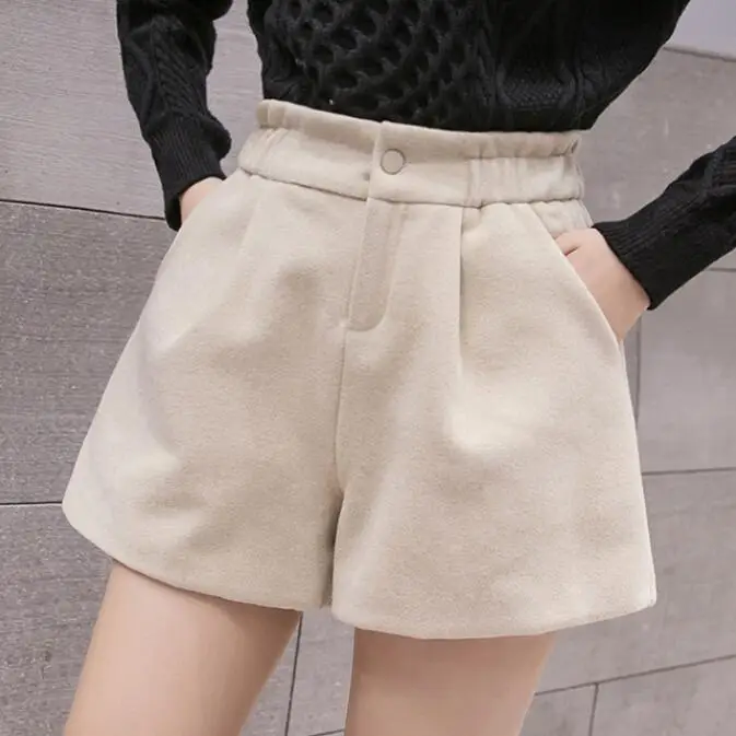 Women Woolen Skirt Set High Waist Wide Leg Winter 2024