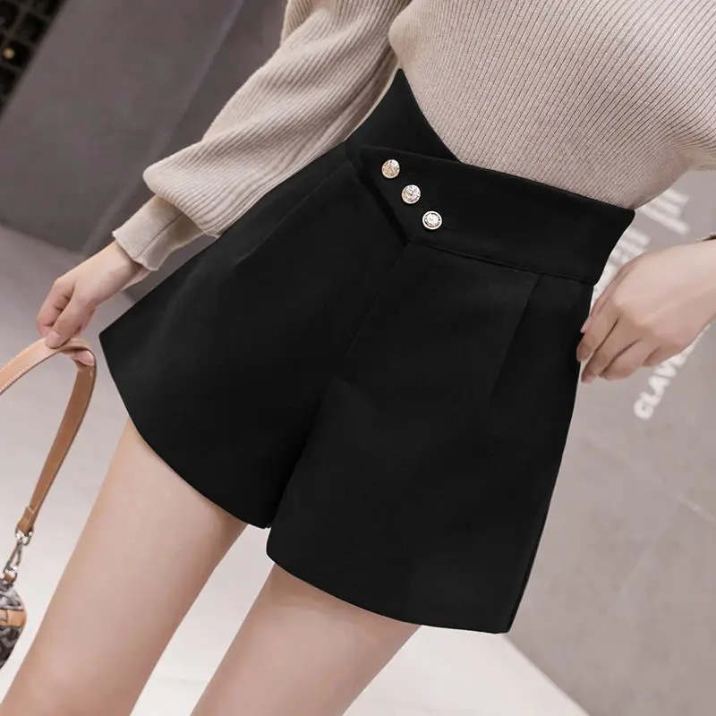 Women Woolen Skirt Set High Waist Wide Leg Winter 2024