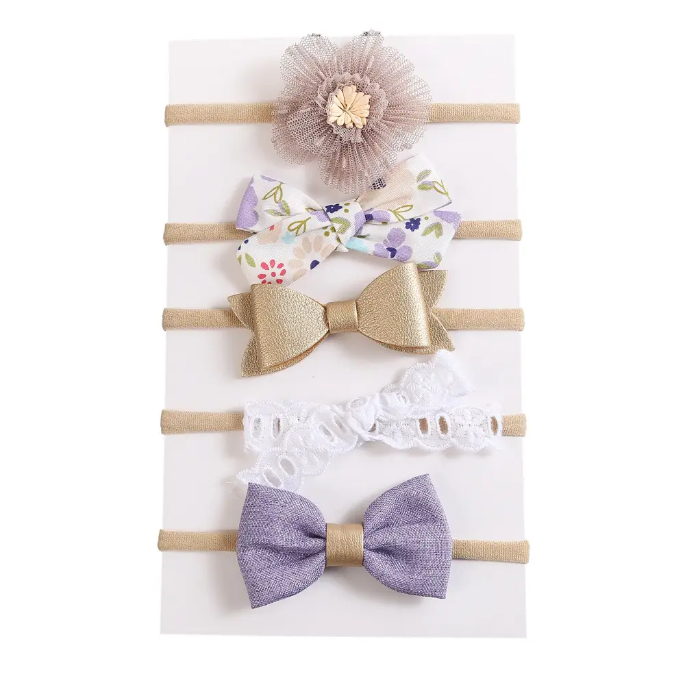 5-Piece Bow Baby Hair Bands Set for Girls - Image 9