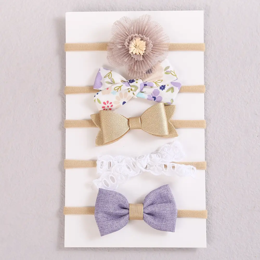 5-Piece Bow Baby Hair Bands Set for Girls - Image 2