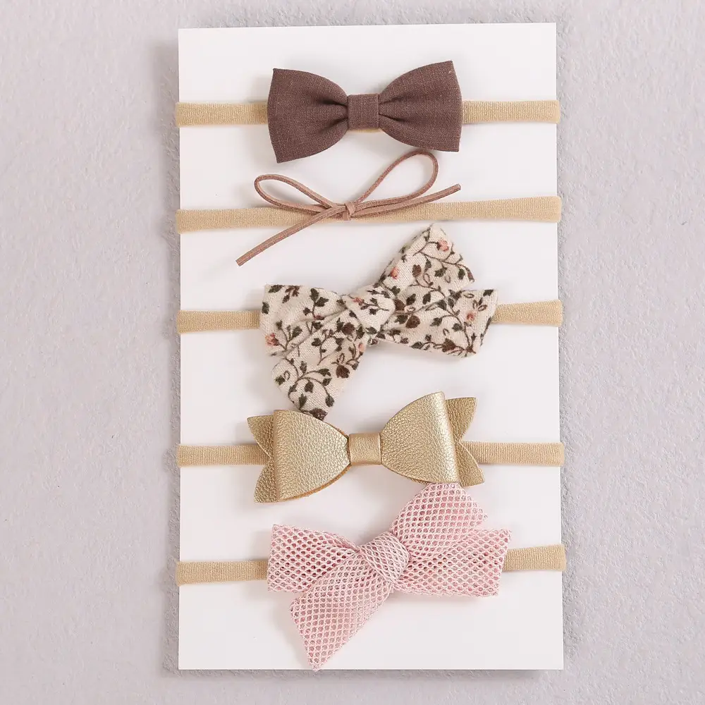 5-Piece Bow Baby Hair Bands Set for Girls - Image 3