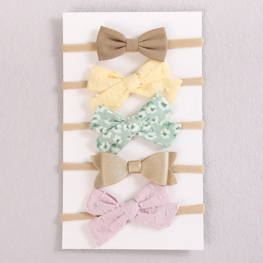 5-Piece Bow Baby Hair Bands Set for Girls - Image 4