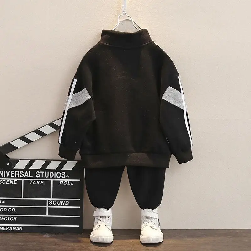 Children's 2-Piece Hooded Sweatshirt Set Black White Middle Large - Image 4
