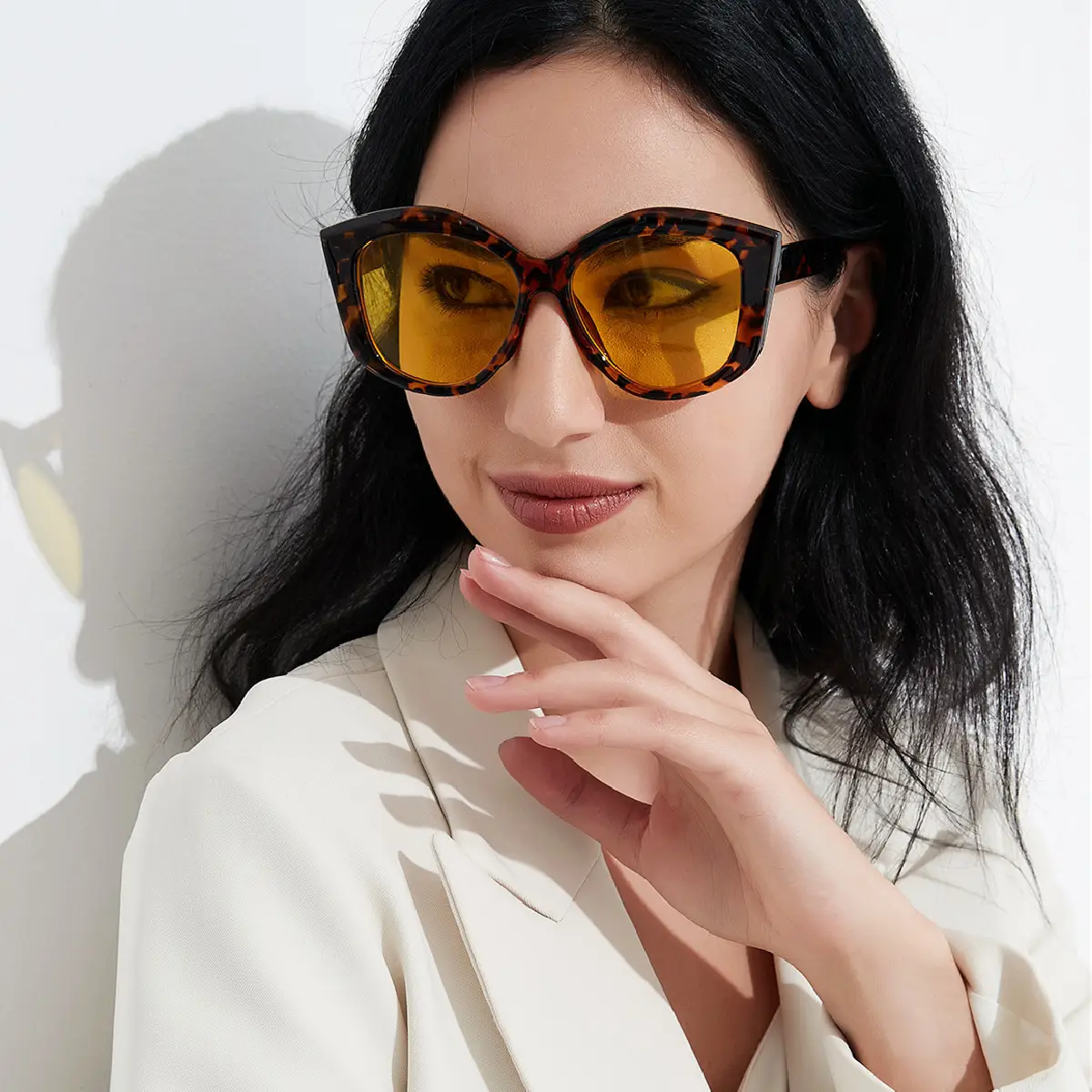 Multi-Sided Round Sunglasses for Women Men Tan Frame
