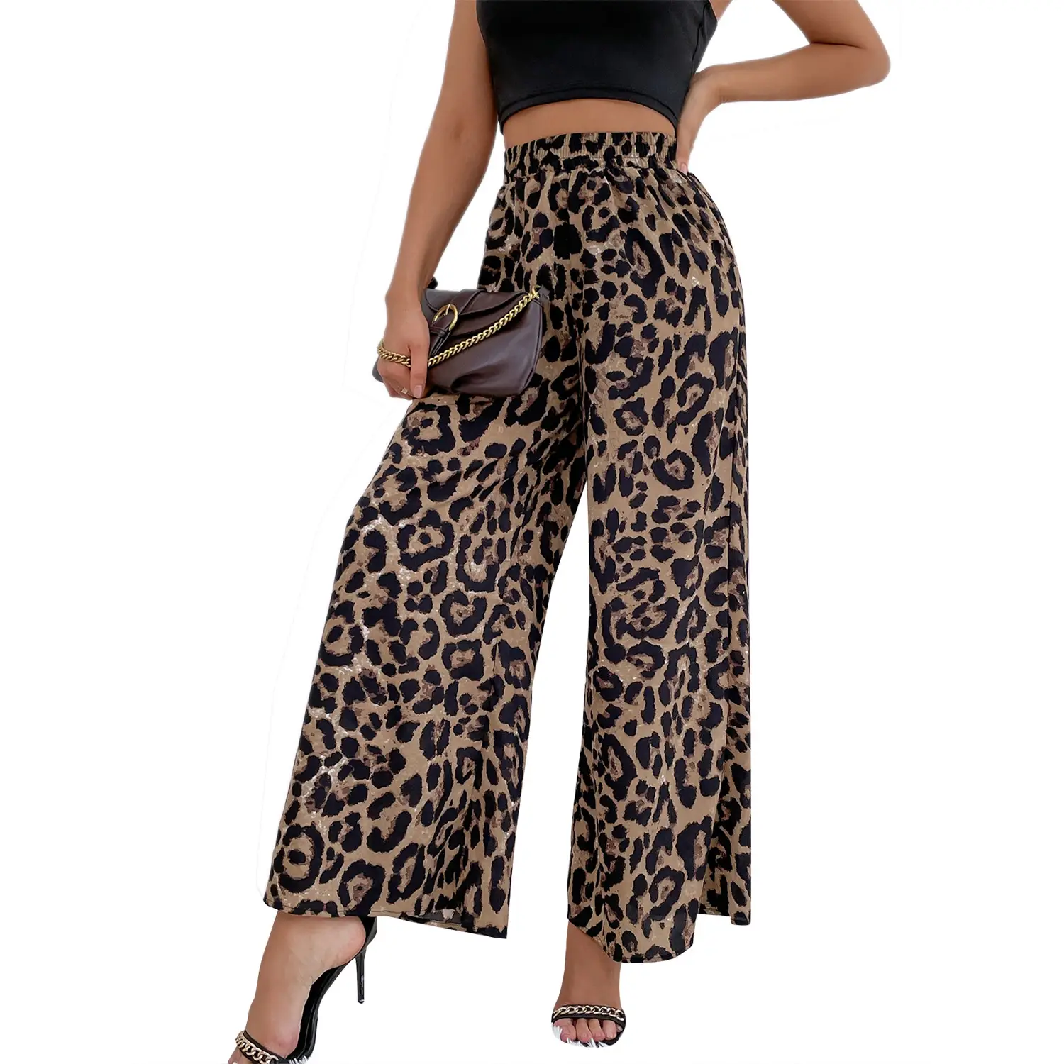 Women Leopard Print Casual Pants Set Europe America