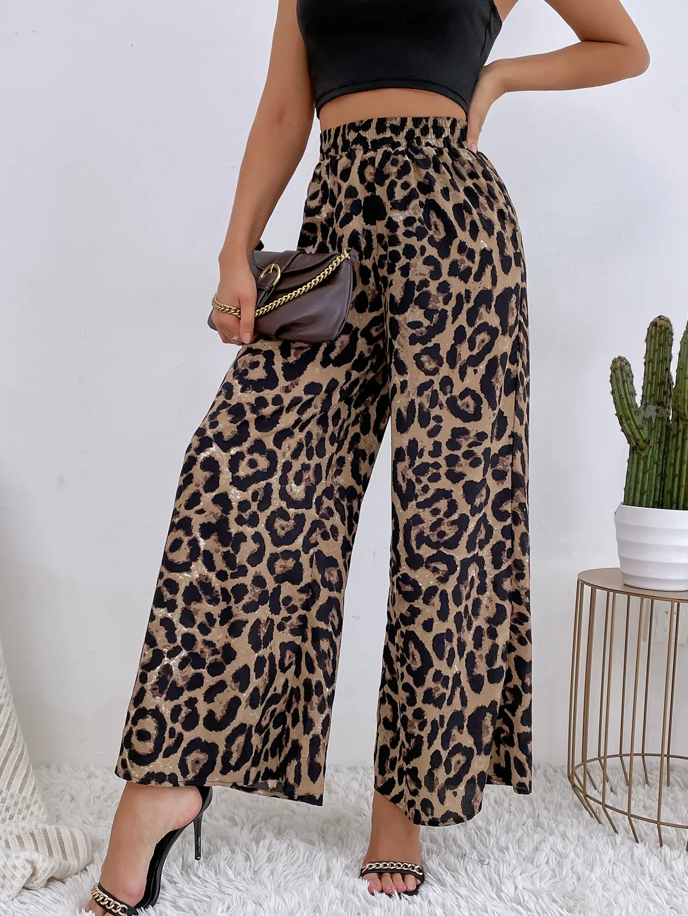 Women Leopard Print Casual Pants Set Europe America — feature 3