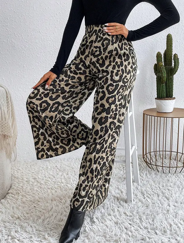 Women Leopard Print Casual Pants Set Europe America — feature 31