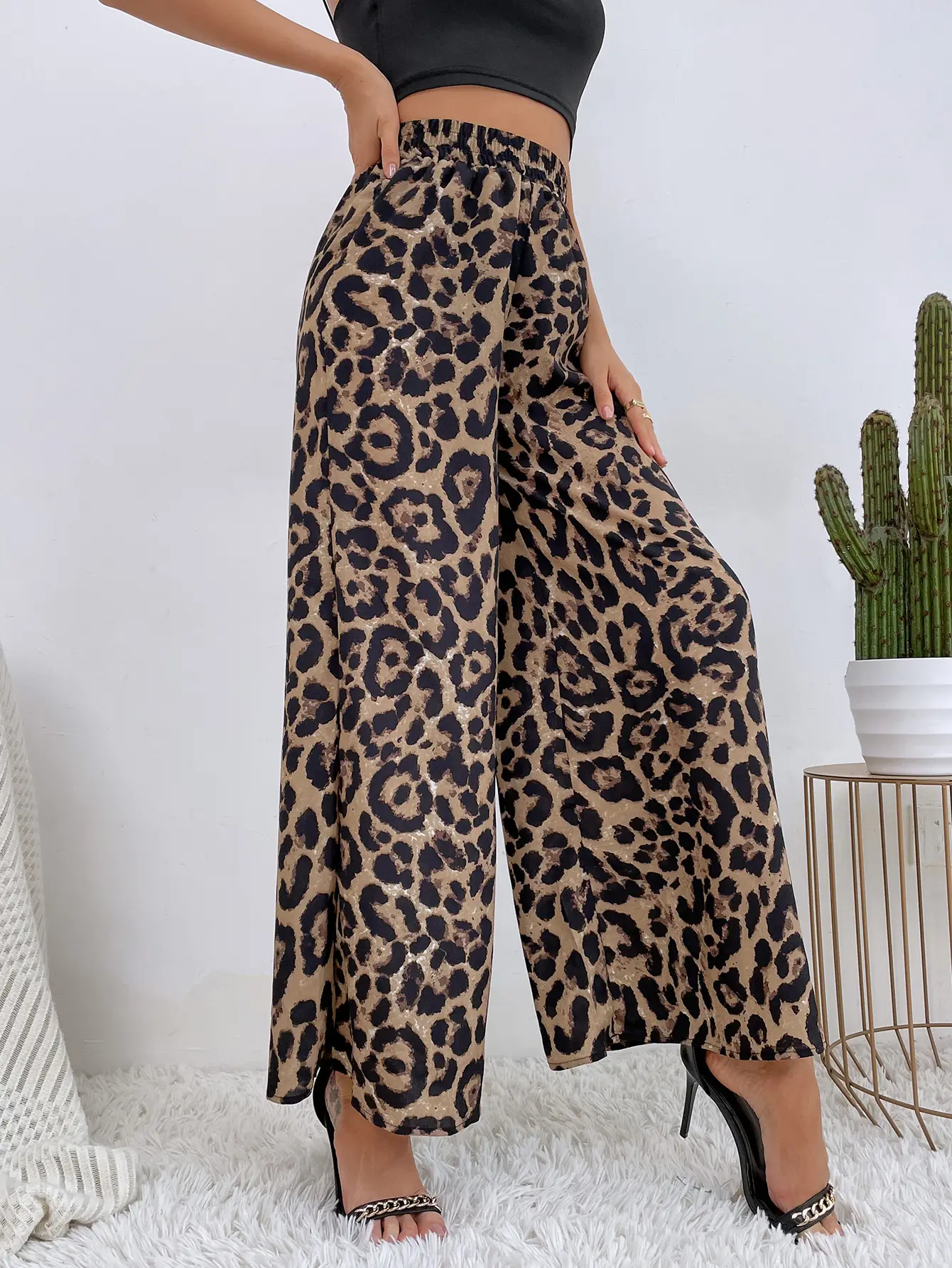 Women Leopard Print Casual Pants Set Europe America — feature 5