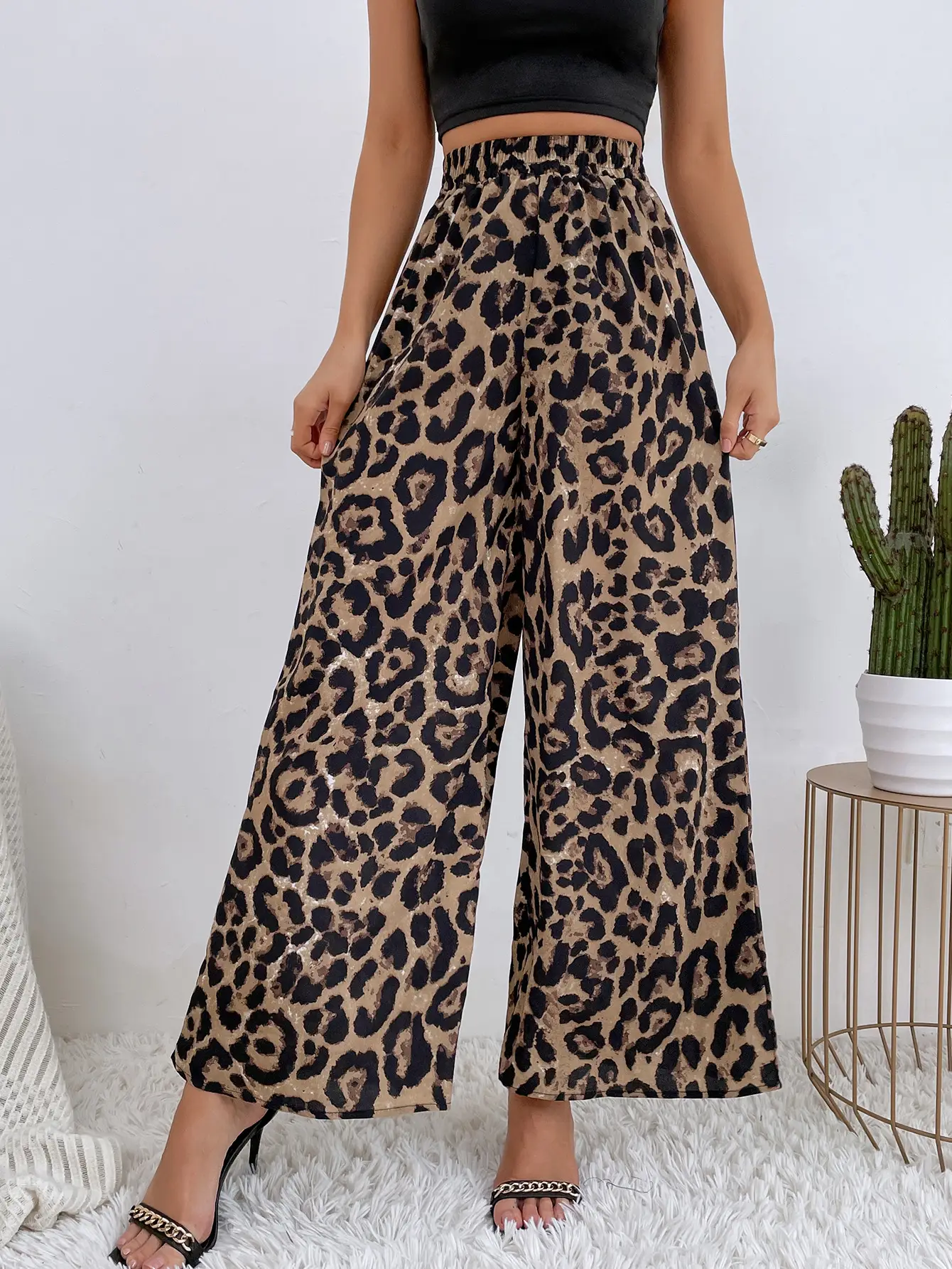Women Leopard Print Casual Pants Set Europe America — feature 7