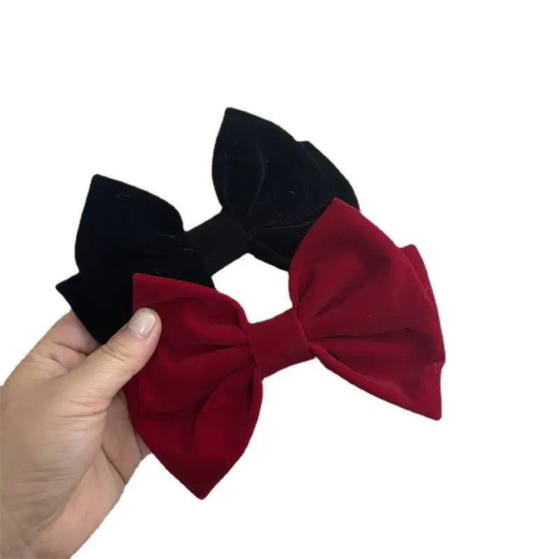 Korean Red Velvet Pearl Hairpin Spring Clip - Image 8