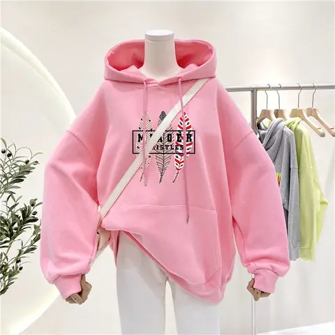Pink Fleece Hoodie for Women Plus Size 2025 New Style - Image 6