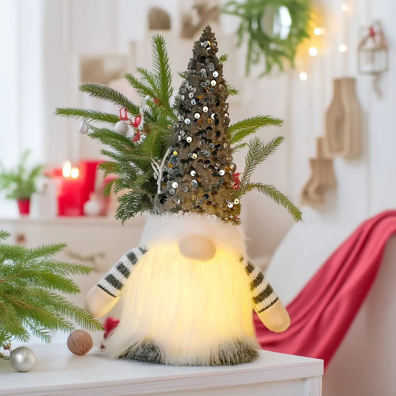 Christmas Gnome Lights with LED Light & Fur Tulle — feature 7