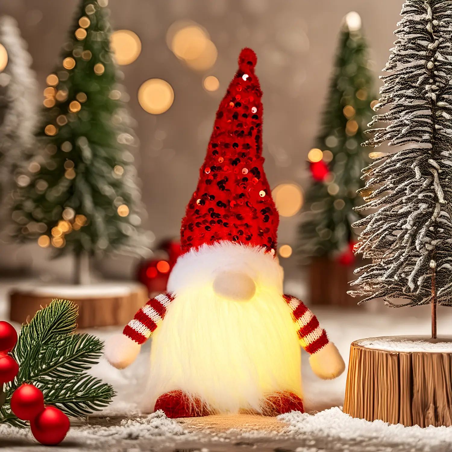 Christmas Gnome Lights with LED Light & Fur Tulle — feature 9