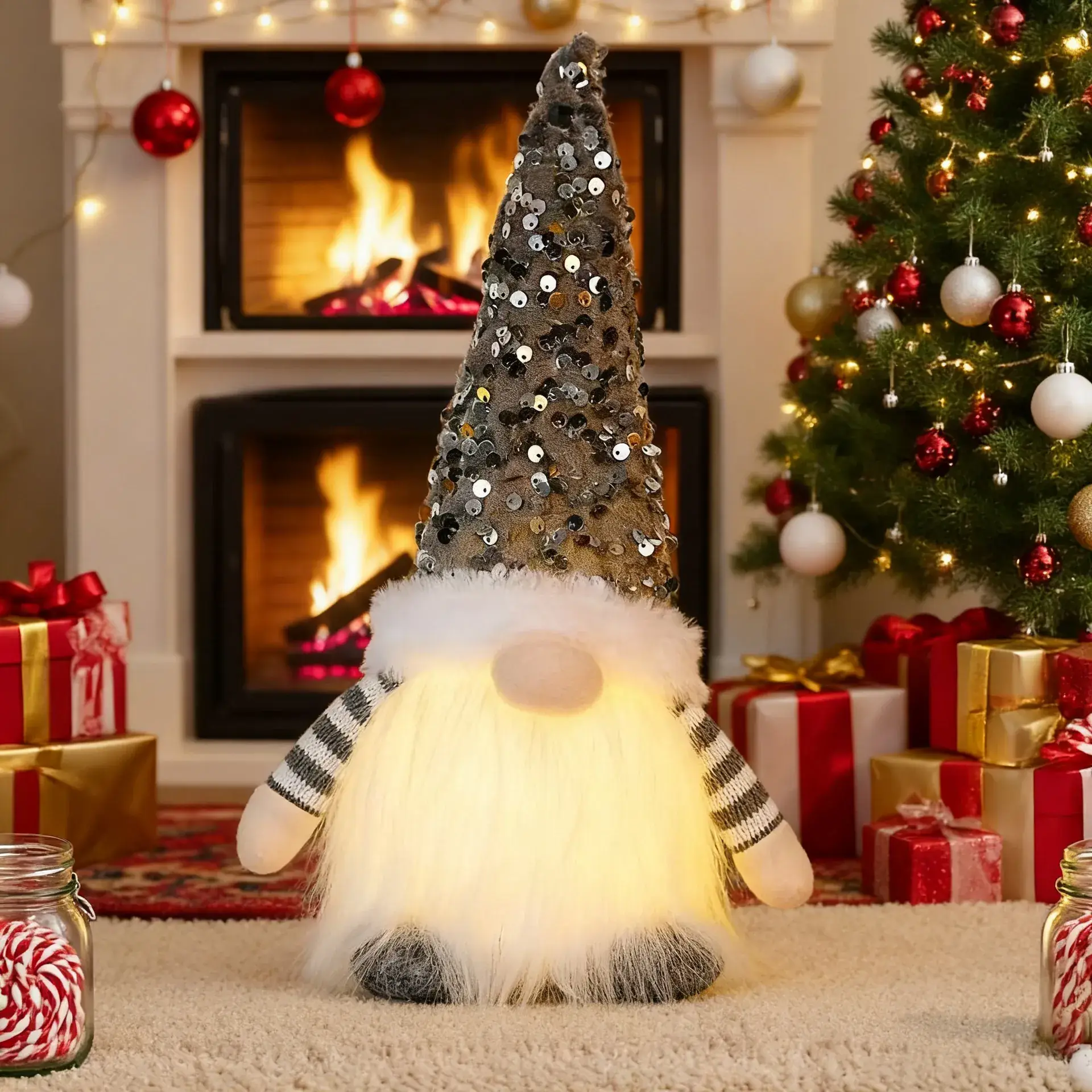 Christmas Gnome Lights with LED Light & Fur Tulle - Image 2