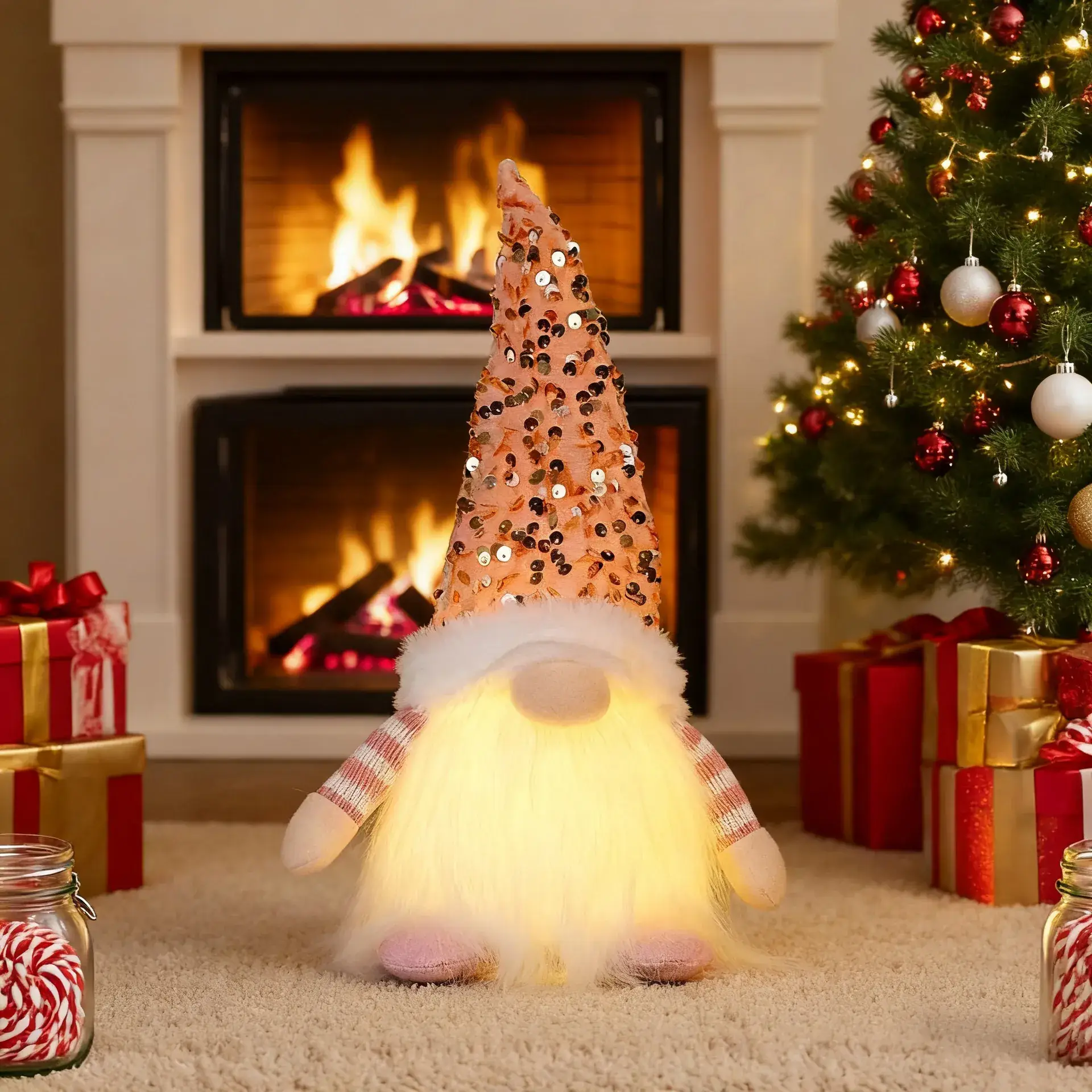 Christmas Gnome Lights with LED Light & Fur Tulle - Image 3