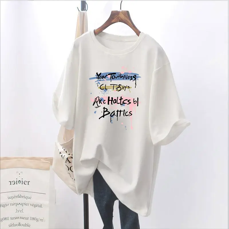 Women Loose Printed T-Shirt Pink Summer — feature 12