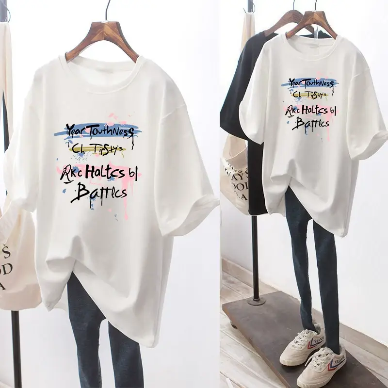 Women Loose Printed T-Shirt Pink Summer — feature 8