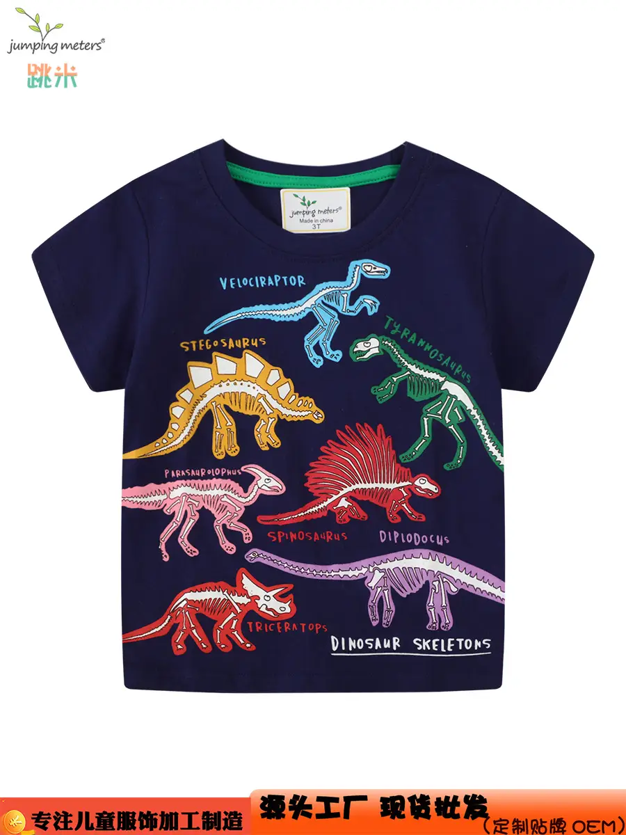 Children's Dinosaur Embroidered T-Shirt Navy Blue 2026 - Image 2