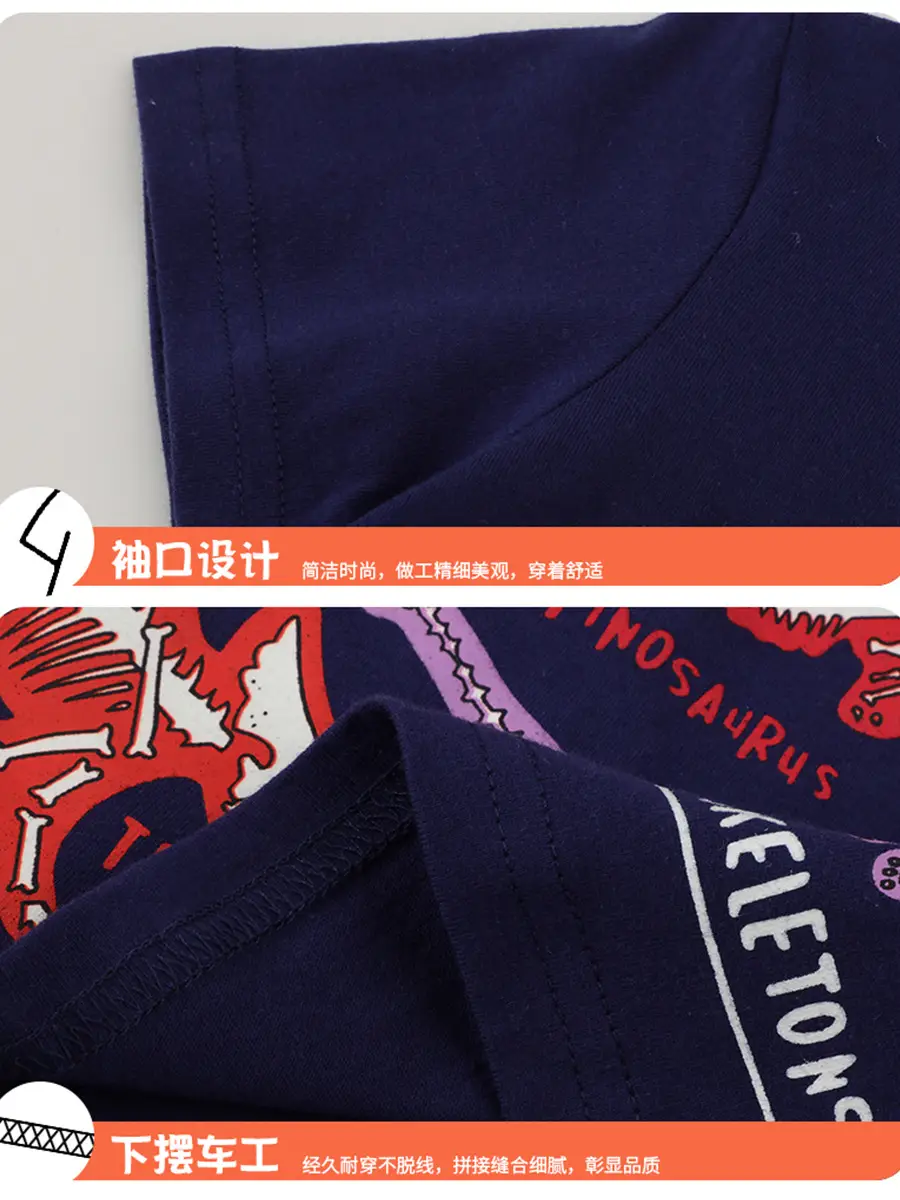 Children's Dinosaur Embroidered T-Shirt Navy Blue 2026 - Image 5