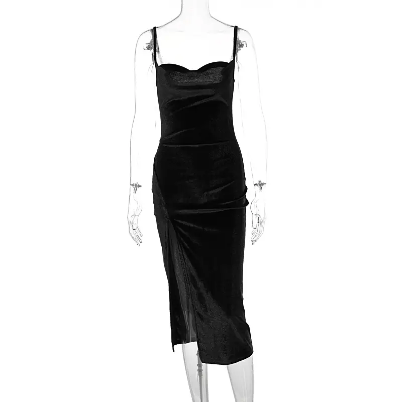 Green Slim Fit Slit Dress for Women 2024