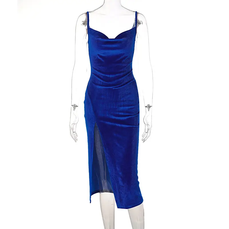 Green Slim Fit Slit Dress for Women 2024