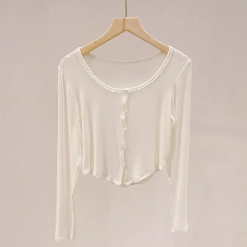 White Long Sleeve Cardigan for Women - Image 2