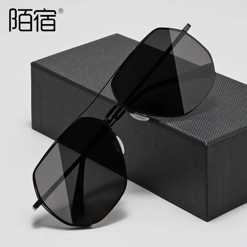Men's Polarized Driving Sunglasses Black Stainless Steel