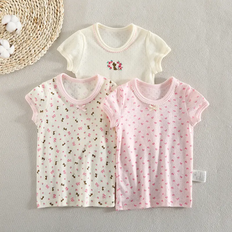 Girls 2-Pack Summer T-Shirt Set Cotton Mesh Baby Girls