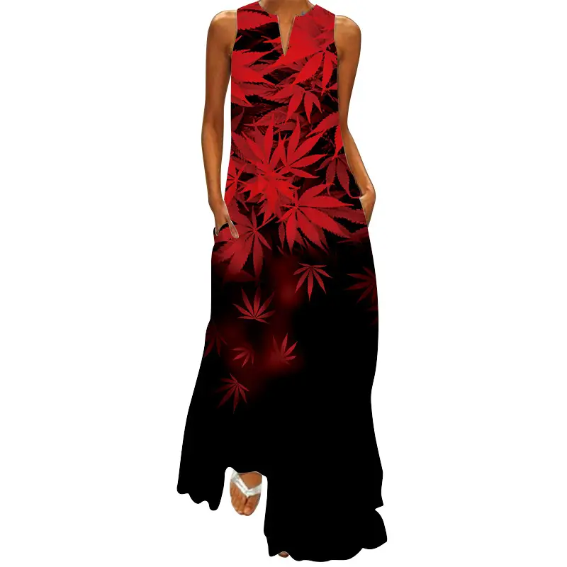 2026 Summer V-Neck Sleeveless Dress Multi-Color Print - Image 7