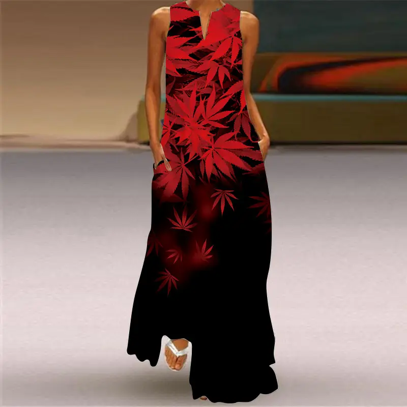2026 Summer V-Neck Sleeveless Dress Multi-Color Print - Image 5