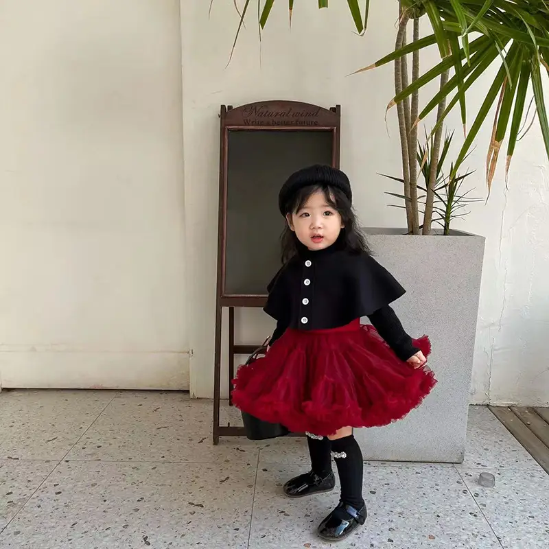 Girls' Green Knitted Tutu Dress with Red Hat — feature 10