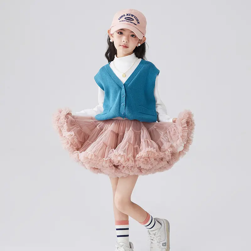 Girls' Green Knitted Tutu Dress with Red Hat — feature 24
