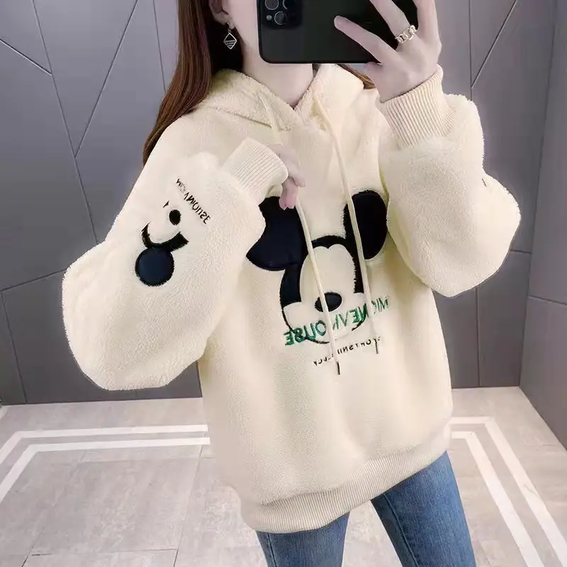 Women Velvet Hoodie Bear Print Winter One Piece - Image 19