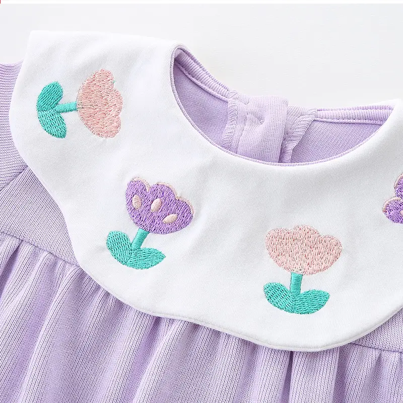 Baby Floral Embroidered Suit Purple 0-2Yr - Image 2