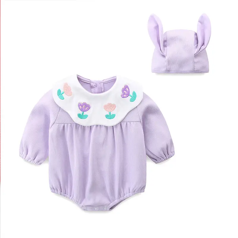 Baby Floral Embroidered Suit Purple 0-2Yr - Image 5
