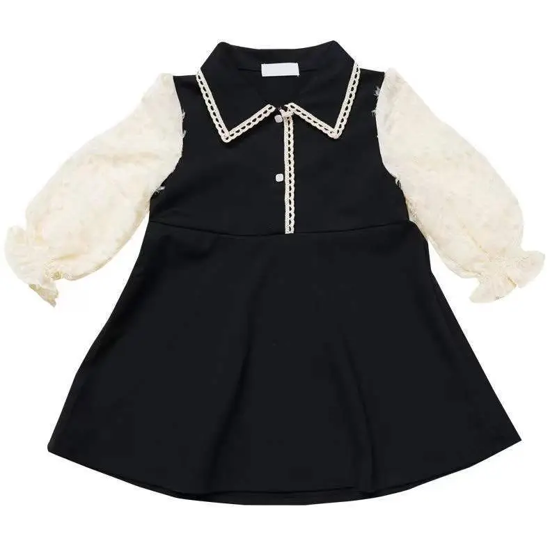 Girls Black Embroidered Princess Dress Spring 2024 - Image 6