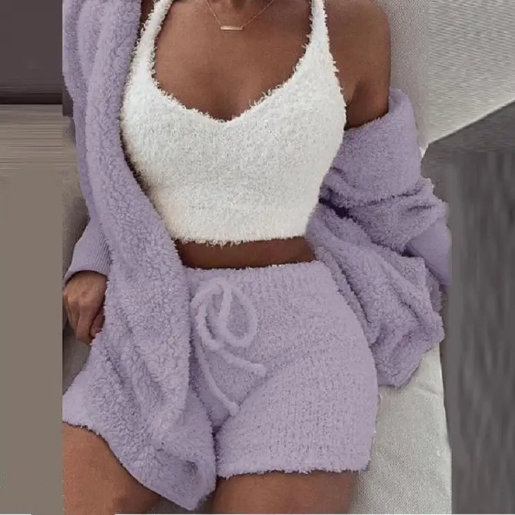 Plus Size Plush 3-Piece Winter Pajamas Set - Image 2