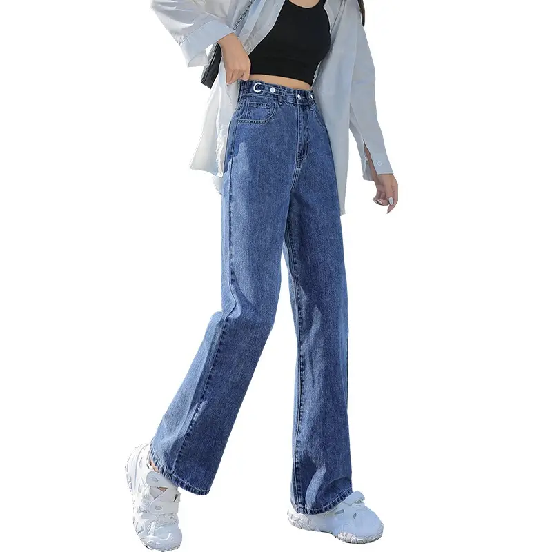 Waist Adjustable Jeans Women 2022 Straight Wide Leg - Image 5