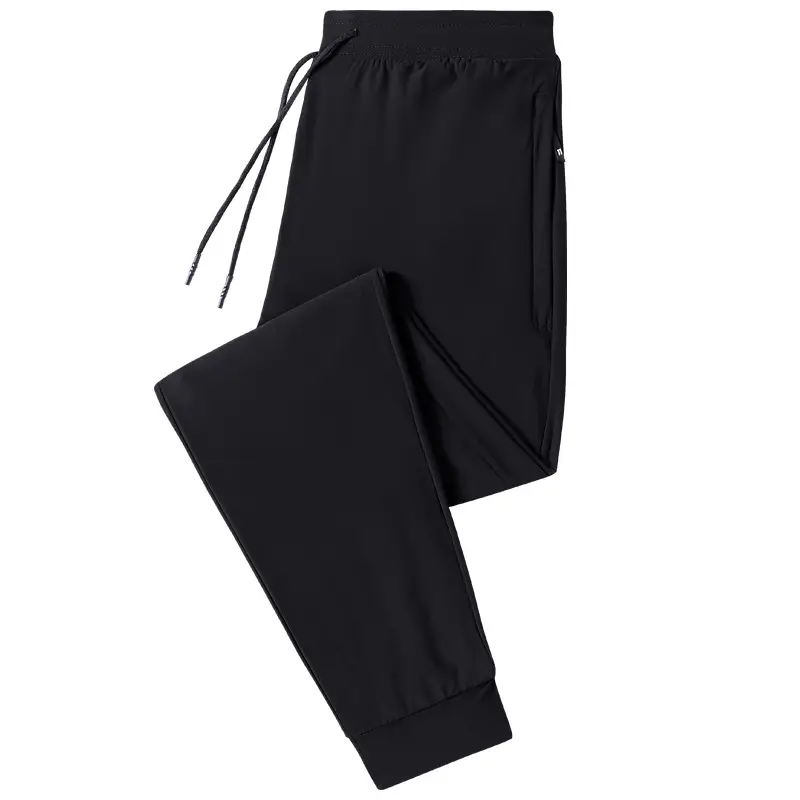 Fleece Lined Black Casual Pants for Men Winter Drawstring - Image 9