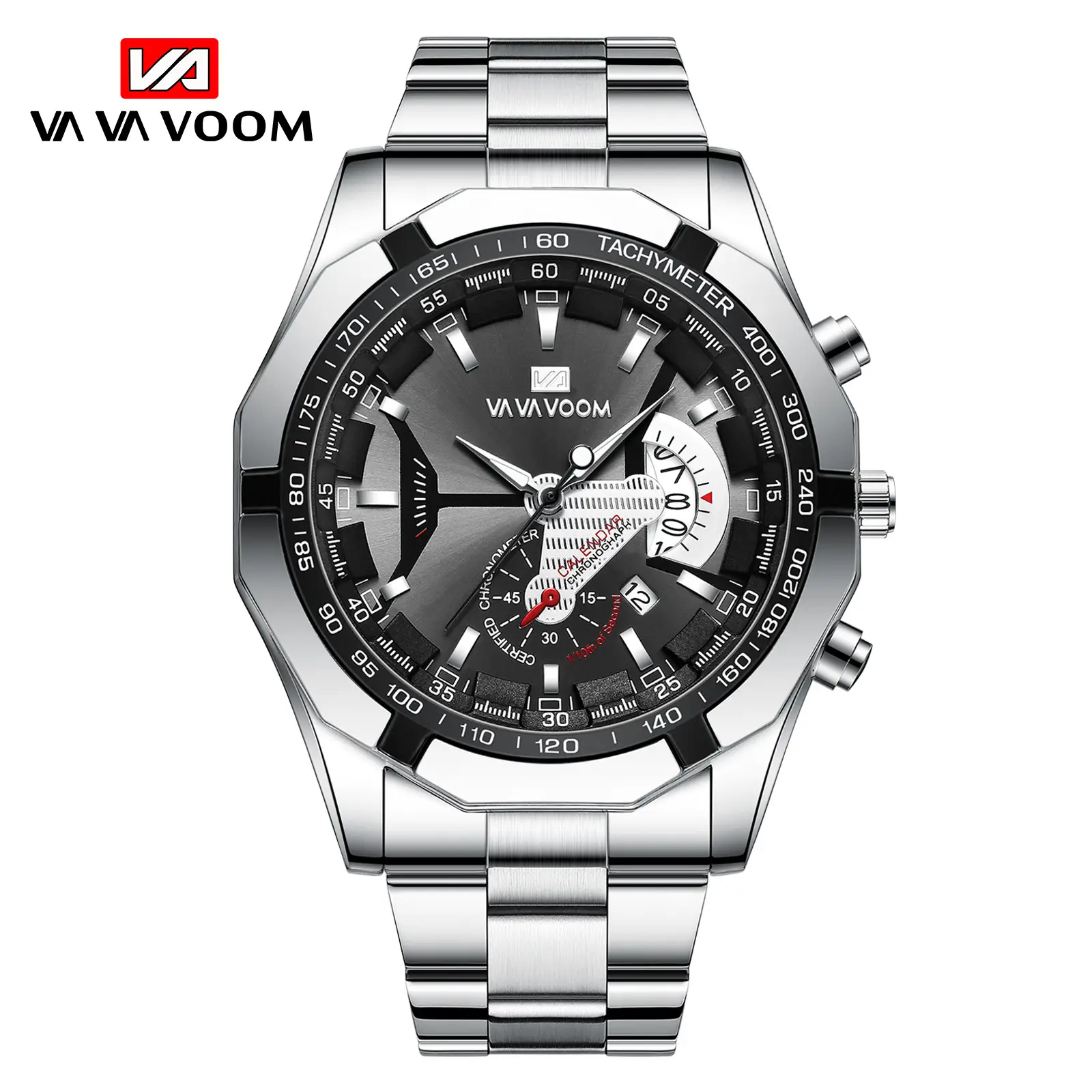 Vava Voom Black Rose Gold Chronograph Watch with Three-Eye Dial - Image 4